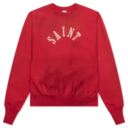 Red Saint Michael Faith Crew Sweater