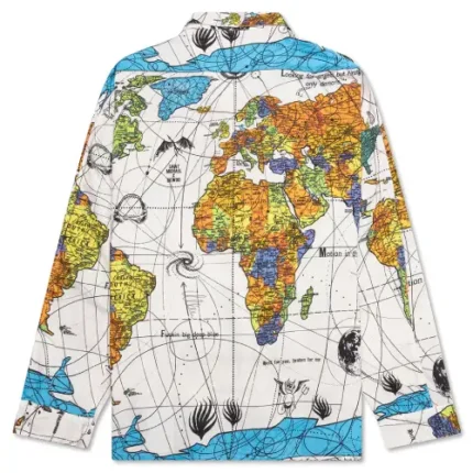 White Saint Michael X Dr. Woo World Map Pajama Shirt Map