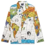 White Saint Michael X Dr. Woo World Map Pajama Shirt Map